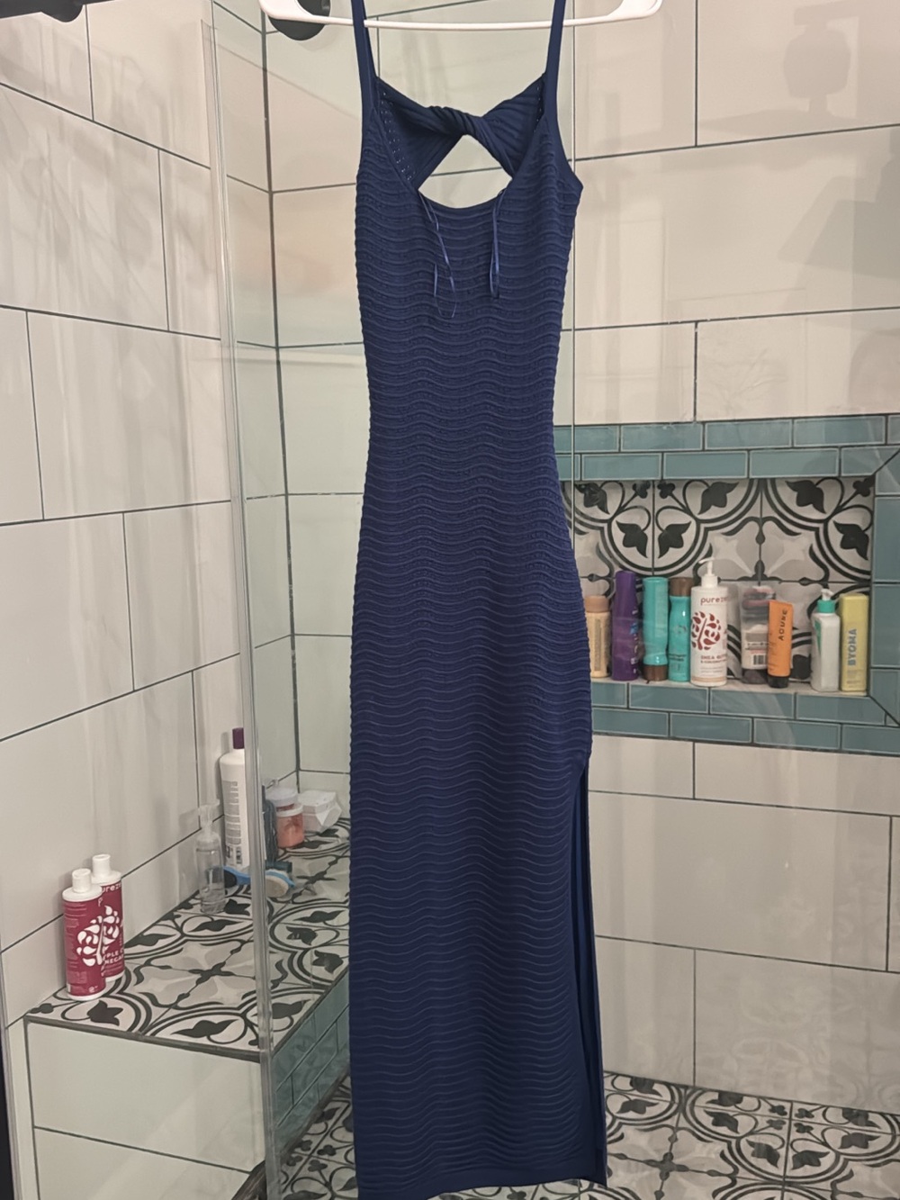 Navy Windsor Knit Maxi Dress